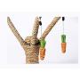 Kungfu Cat Scratching Post Tree, Straw Rope Vertical Climbing Frame Nice Branch Shape Scratching Pole Interactive Cat Toy with Detachable 3 Woven Carrots for Kitten Hamster