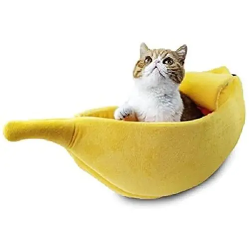 G Ganen Pet Cat Bed House Cute Banana, Warm Soft Punny Dogs Sofa Sleeping Playing Resting Bed, Lovely Pet Supplies for Cats Kittens G Ganen Pet Cat Bed House Cute Banana, Warm Soft Punny Dogs Sofa Sleeping Playing Resting Bed, Lovely Pet Supplies for Cats Kittens