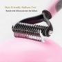 HXN Pet Grooming Tool, 2 Sided Grooming Rake with Comfortable Handle, Pet Dematting Comb Pet Undercoat Rake for Cats and Dog, Easy Knots, Mats, Tangles Removing