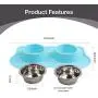 Pet Food and Water Bowls with 2 Stainless Steel Bowl & No Spill Non-Skid Silicone Mat Dog Cat Puppy Kitten Double Feeding Bowl 350ml x 2 (Blue) Pet Food and Water Bowls with 2 Stainless Steel Bowl & No Spill Non-Skid Silicone Mat Dog Cat Puppy Kitten Double Feeding Bowl 350ml x 2 (Blue)