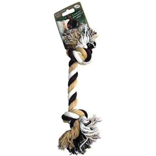 OmniPet Earthtone Dental Medium Cotton Dog Toy, 11'' Rope with Two Knots OmniPet Earthtone Dental Medium Cotton Dog Toy, 11'' Rope with Two Knots