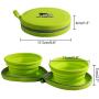 ALL FOR PAWS Collapsible Dog Bowl Silicone Double Dinner Dog Bowl Portable Pet Feeding Watering Dish for Walking Parking Traveling, Green