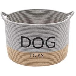 Geyecete Dog Storage Basket Round Cotton Rope Basket Dog Toy Storage Basket - Laundry Basket Storage Bin Pet Toy Storage Boxes