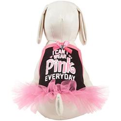 SimplyDog I Cant Wear Everyday Strappy Dog Dress - Black and Pink - Medium