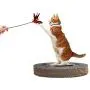 Tfwadmx Cat Round Scratch Pad, Cat Scratch Board Lounge Bed Ball Track Turbo Toy Interactive Scratcher with Cat Teaser Toy