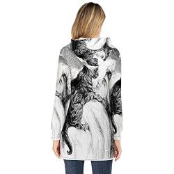 C COABALLA Abstract Modern Stripes Lines Black and GrayBackground -,Womens Sweatshirt Casual Long Sleeve Pullover Hood