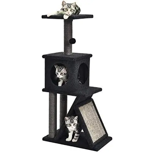 Kilodor 41.3'' Cat Tree Condos with Lage Scratching Pad Kitten Playhouse, Activity Towers Pet Furniture for Small Cat Kilodor 41.3'' Cat Tree Condos with Lage Scratching Pad Kitten Playhouse, Activity Towers Pet Furniture for Small Cat