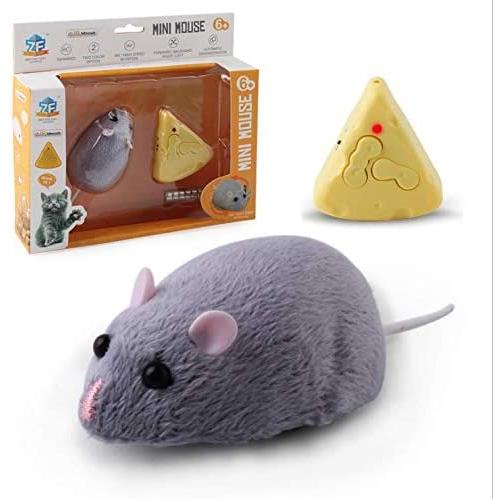 ASFC Wireless Remote Control Mouse Toy, Cheese Infrared Remote Control Simulated, Scary Friends Toys,Cats Toy (Dark Grey)