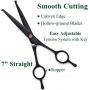 Moontay 7 Inches Dog Grooming Scissors Set, Reversible Thinning, Chunking, Curved, Straight Cat Pet Fur Trimming Blender Chunker Shears for Grooming Full Body, Professional Quality