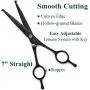 Moontay 7 Inches Dog Grooming Scissors Set, Reversible Thinning, Chunking, Curved, Straight Cat Pet Fur Trimming Blender Chunker Shears for Grooming Full Body, Professional Quality