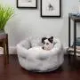 Furhaven Pet Dog Bed - Cooling Gel Memory Foam Faux Fleece and Chenille Soft Woven Traditional Sofa-Style Living Room Couch Pet Bed with Removable Cover for Dogs and Cats