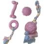 SSSFENG Puppy Teething Toys Dog Chew Toys Set with Cotton Rope for Puppies and Small Dogs Durable Rubber Interactive Dog Toy Tough Chewing Toy