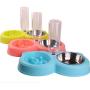 Creation Core Pet Slow Feeder Bowl with Automatic Water Dispenser and Stainless Steel Bowl for Small Medium Dogs Cats, Blue