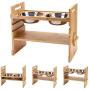 Pet Raised Bowls for Dogs and Cats, Draw Design Adjustable Bamboo Elevated Feeder Stand with 2 Stainless Steel Food and Water Bowls