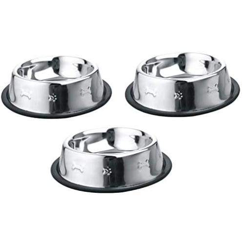 King International Stainless Steel Dog Bowls with Anti-Skid Rubber Base Set of 3- Small (16 Oz) Medium (24 Oz) Large (32 Oz)- Pet Feeding Bowl for Dogs, Puppy Cat and Kitten-Feed water wet food treats