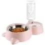 HXN Double Dog Cat Bowls, Water and Food Bowl Set with Detachable Stainless Steel Bowl, Automatic Water Dispenser Bottle, Pet Feeder for Small Medium Size Dog Cat HXN Double Dog Cat Bowls, Water and Food Bowl Set with Detachable Stainless Steel Bowl, Automatic Water Dispenser Bottle, Pet Feeder for Small Medium Size Dog Cat