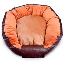 CtopoGo Pet Dog Bed Round Donut Pet Puppy Bed Lounge Sofa Removable Washable Leather Cover, Cushion for Dog/Puppy Ultra Soft