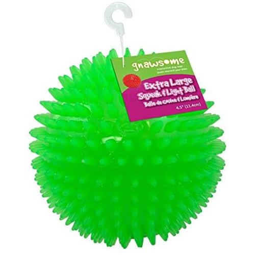 Gnawsome 4.5” Spiky Squeak & Light Ball Dog Toy - Extra Large, Cleans teeth and Promotes Dental and Gum Health for Your Pet, Colors will vary