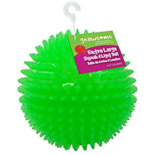 Gnawsome 4.5” Spiky Squeak & Light Ball Dog Toy - Extra Large, Cleans teeth and Promotes Dental and Gum Health for Your Pet, Colors will vary Gnawsome 4.5” Spiky Squeak & Light Ball Dog Toy - Extra Large, Cleans teeth and Promotes Dental and Gum Health for Your Pet, Colors will vary
