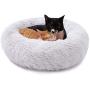 PEOPLE&PETS Calming Dog Bed, Long Plush Cat Bed, Anti-Anxiety Sleeping Donut Cuddler, Warming Pet Bed, with Anti-Slip & Waterproof Bottom