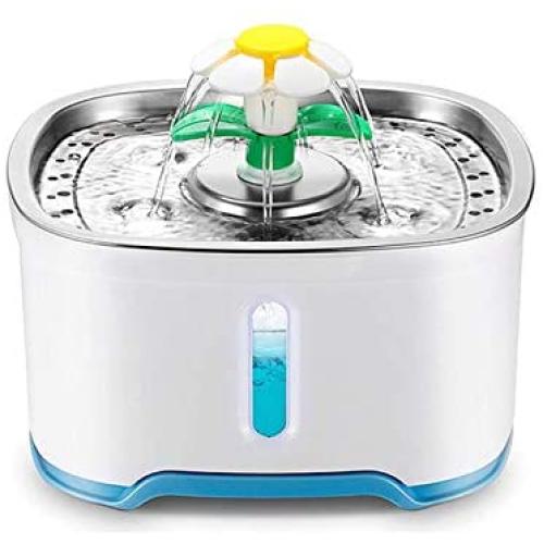 Cat Dog Water Fountain with LED Light, Ultra Quiet&Re-Circulating, Triple Filtration Automatic Drinking Dispenser for Pets (2.5L)