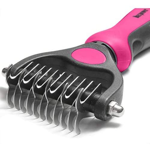 Maxpower Planet Dog Brush and Cat Brush - 2 Sided Pet Grooming Tool Undercoat Rake for Deshedding, Mats & Tangles Removing - Effectively Reduces Shedding by Up to 95%,Small Size