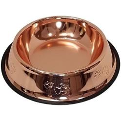 Melzon Petsentials Non-Skid Stylish Food Bowl for Your Pet, Premium Grade Stainless Steel - Elegant Bronze