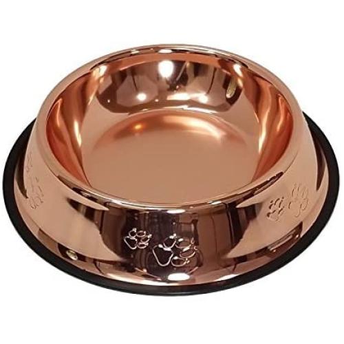 Melzon Petsentials Non-Skid Stylish Food Bowl for Your Pet, Premium Grade Stainless Steel - Elegant Bronze