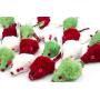 AXEL PETS 20 Merry Christmas Festive Holiday Cat Mice Toys with Catnip and Rattle Sound Made of Real Rabbit Fur Interactive Catch Play Mouse Toy for Cat, Pack of 20 Mice