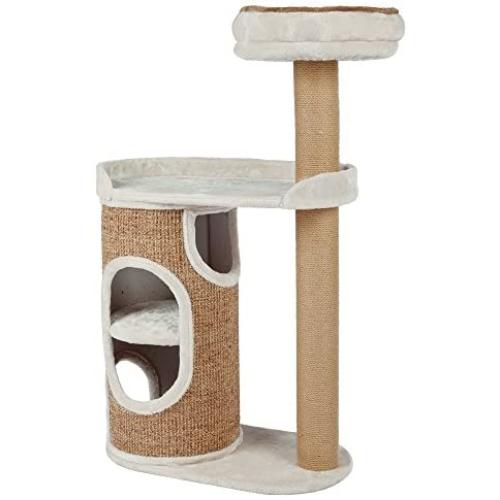 Royal Pet Club Falco 2-Story Cat Condo with Scratching Post, Two Platforms, Light Gray/Light Brown (44416), 117 cm
