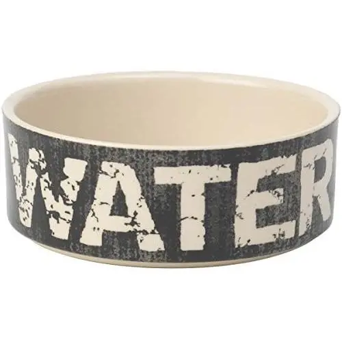 PetRageous 10001 Vintage Stoneware Dog Water Bowl with 2-Cup Capacity 5-Inch Diameter by 2-Inch Tall Great for Small and Medium Sized Dogs and Cats, Black and Natural PetRageous 10001 Vintage Stoneware Dog Water Bowl with 2-Cup Capacity 5-Inch Diameter by 2-Inch Tall Great for Small and Medium Sized Dogs and Cats, Black and Natural