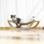 Luxury Cat Hammock, Kitten Sleeping Bed Detachable Wooden Rocking Chair Rolling Cradle Swing Toy for Puppy Sleeping Napping Outdoor Indoor Furniture Sofa Perch, Durable Anti Sway Hanging Cradle Nest