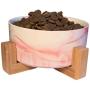 Ceramic Elevated Dog Food or Water Bowl-No Spill or Tip Over-Pet Food Water Feeder Dish-Stylish Marble Finish- Sold with Cotton Gift Bag