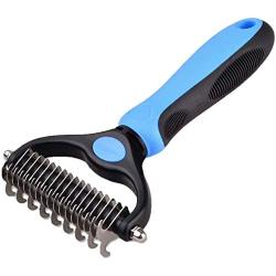 Pet Grooming Tool-Professional Dematting Comb for Dogs and Cats，Safe Undercoat Rake for Easy Mats and Tangles Removing，Keep Your Pet Away from Nasty Shedding Hair. (Blue)