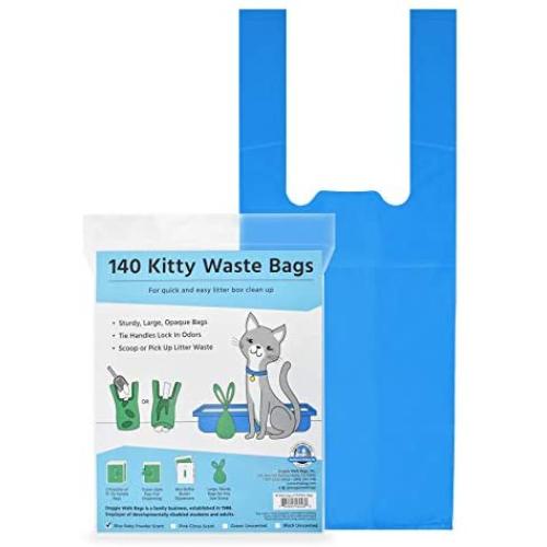 Doggie Walk Bags Kitty Waste Bags Cat Litter Bags with Easy Tie Handles, Extra Large and Leak Proof, Fits Large Sized Scoops, Blue Baby Powder Scented, 5 x 7 x 17 Inches Doggie Walk Bags Kitty Waste Bags Cat Litter Bags with Easy Tie Handles, Extra Large and Leak Proof, Fits Large Sized Scoops, Blue Baby Powder Scented, 5 x 7 x 17 Inches