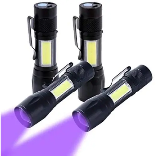 KunHe Black Light Mini Small and Lantern Combo Usb Rechargeable UV Flashlights 395 nm Ultraviolet Blacklight Detector for Dog Urine Pet Stains and Bed Bug (Pack 4) KunHe Black Light Mini Small and Lantern Combo Usb Rechargeable UV Flashlights 395 nm Ultraviolet Blacklight Detector for Dog Urine Pet Stains and Bed Bug (Pack 4)