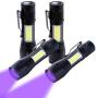 KunHe Black Light Mini Small and Lantern Combo Usb Rechargeable UV Flashlights 395 nm Ultraviolet Blacklight Detector for Dog Urine Pet Stains and Bed Bug (Pack 4)