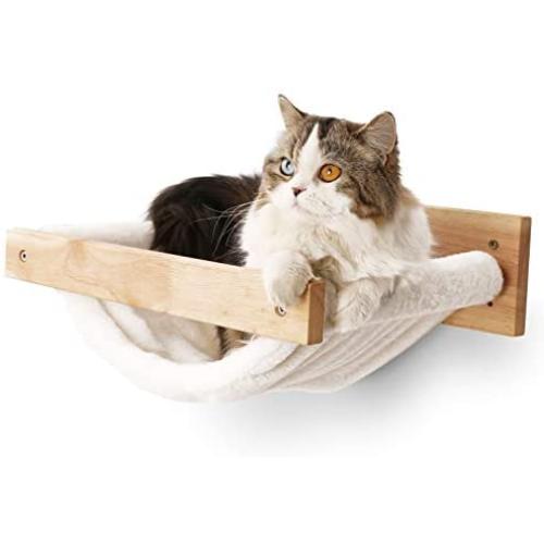 FUKUMARU Cat Hammock Wall Mounted Large Cats Shelf - Modern Beds and Perches - Premium Kitty Furniture for Sleeping, Playing, Climbing, and Lounging - Easily Holds up to 40 lbs