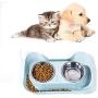HONGTAO Dog Bowls Double Bowl Dog Food Bowls Stainless Steel Dog Bowl No-Spill No-Skid Cat Bowls Pet Feeder Bowls for Dogs Cats(Pink)
