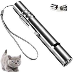 Cat Toys, Interactive Cat Toy for Indoor Cats, Kitten Chase Toys for Kitten Playing, Stainless Steel Cat Wand Toy, Pet Training Exercising Stick Toy, USB Rechargeable, Three Modes, Durable & Portable