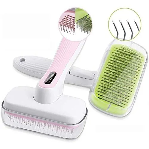 YLONG Pet Grooming Brushes Set Self-Cleaning Slicker Brush and Massage Brush for Dogs and Cats Easy to Clean Pet Deshedding Grooming Tools for Long haired to Short haired(2Pack,Pink and Green) YLONG Pet Grooming Brushes Set Self-Cleaning Slicker Brush and Massage Brush for Dogs and Cats Easy to Clean Pet Deshedding Grooming Tools for Long haired to Short haired(2Pack,Pink and Green)