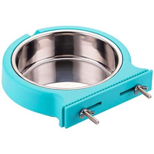DeaLott Crate Dog Bowl,Removable Stainless Steel Dog Bowl Hanging Pet Cage Bowl Coop Cup Large Water Food Bowl for Dogs Cats Rabbits
