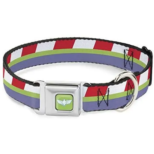 Buckle-Down Dog Collar Seatbelt Buckle Toy Story Buzz Lightyear Bounding Stripe Red Green Purple Available in Adjustable Sizes for Small Medium Large Dogs Buckle-Down Dog Collar Seatbelt Buckle Toy Story Buzz Lightyear Bounding Stripe Red Green Purple Available in Adjustable Sizes for Small Medium Large Dogs