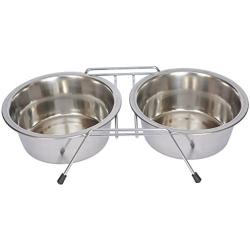 Iconic Pet 12-Cup Stainless Steel Double Diner with Wire Stand for Dog or Cat