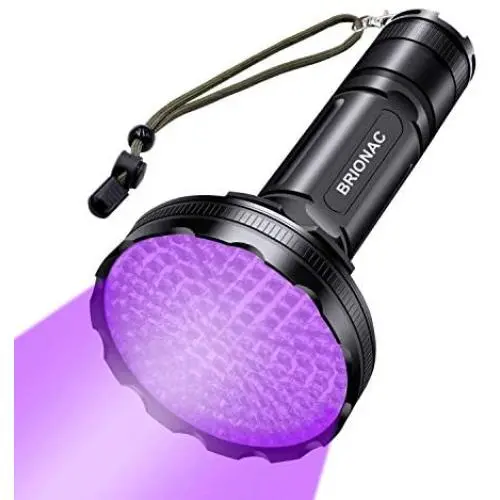 BRIONAC UV Black Light Flashlight, 128 LED 395nm Wavelength Blacklight for Pet (Cat/Dog) Urine Detection with 6AA Batteries (Not Included), Dry Stains, Scorpion and Pet Urine Detector BRIONAC UV Black Light Flashlight, 128 LED 395nm Wavelength Blacklight for Pet (Cat/Dog) Urine Detection with 6AA Batteries (Not Included), Dry Stains, Scorpion and Pet Urine Detector