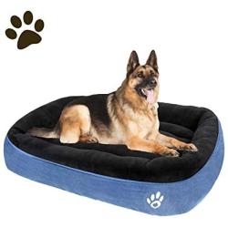 CLOUDZONE Dog Bed for Medium Dogs/Large/Small, Washable Rectangle Pet Bed Thickened Enough with Soft Coral Fleece and Non-Slip Bottom