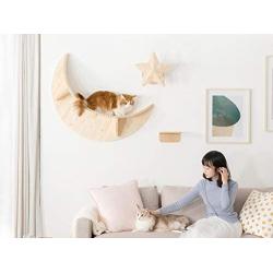 MYZOO Luna: Wall Mounted Cat Bed, Wooden Cat Furniture, Floating Cat Perch, Cat Tree, Cat Shelves