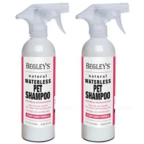 Begley’s Natural No Rinse Waterless Pet Shampoo, Bathless Cleaning, Deodorizing, and Odor Removal for a Shiny, Fresh Smelling Coat - Effective for Dogs, Puppies, and Cats - 16 oz