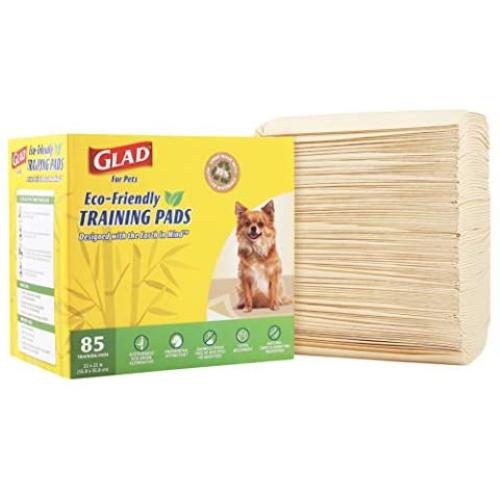 Glad for Pets Earth Friendly Bamboo Training Pads | Eco Friendly Puppy Pads for All Dogs | 85 Super Absorbent Puppy Training Pads, Deodorizing Dog Training Pads for Pets, Beige, Model Number: FF13710