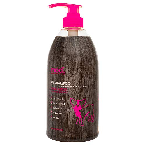 MOD Pet Shampoo - for Dogs & Cats - Hypoallergenic w/Aloe & Vitamin E - Conditions & Deodorizes - Provides Relief from Itchy Dry Skin & Nourishes Coat (Coconut Almond, 34 oz Pump)